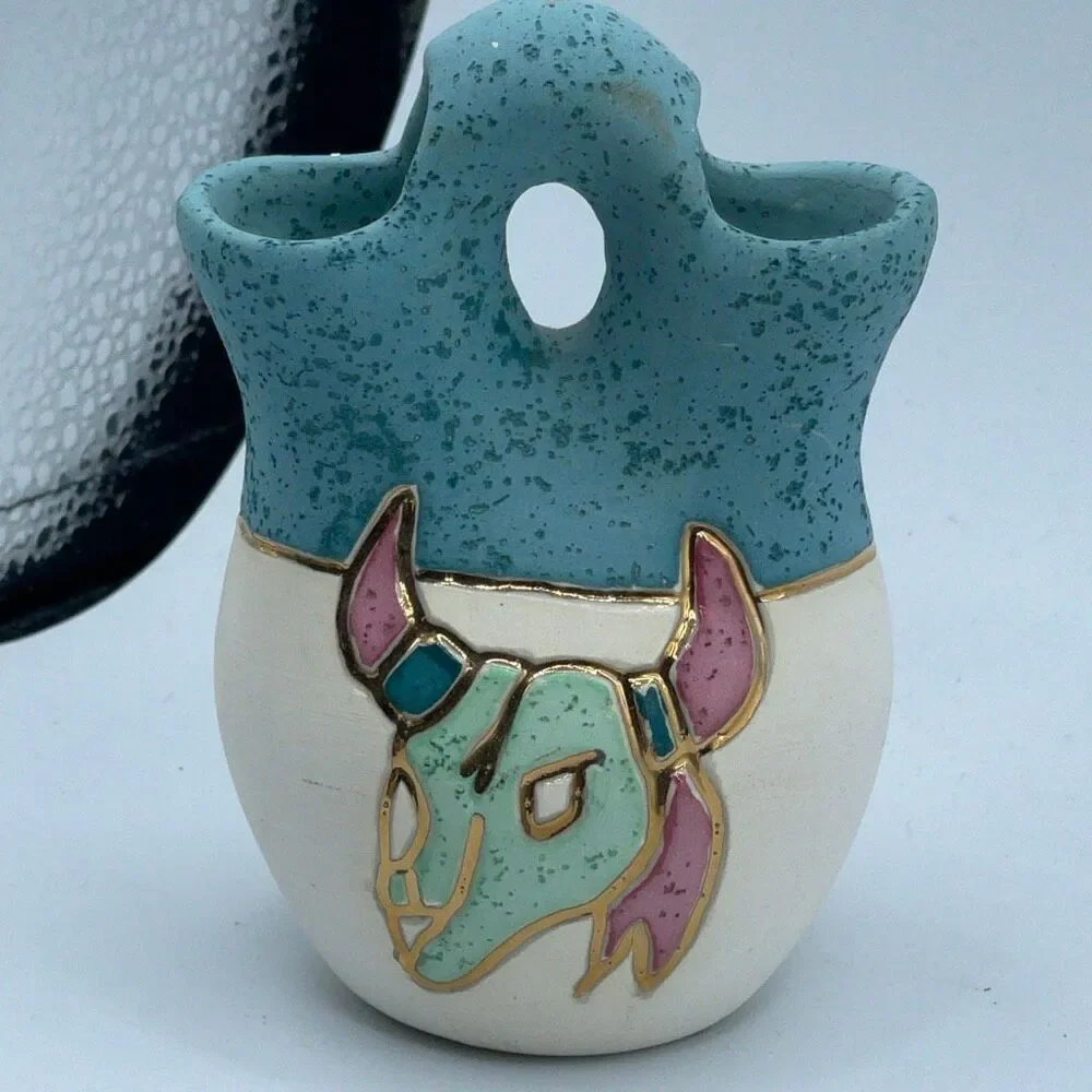 Native American style ceramic wedding vase with a southwest theme.